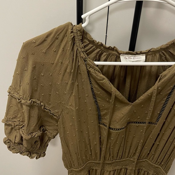 Swiss Dot Army Green Midi Dress - Picture 2 of 4